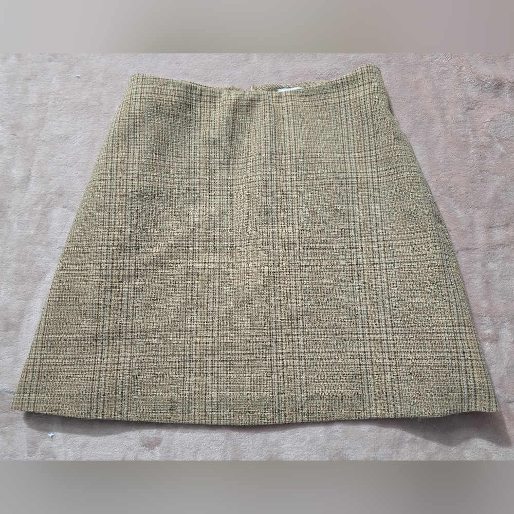 Aritiza Wilfred Renee Mini Skirt in Tan Plaid Size 4